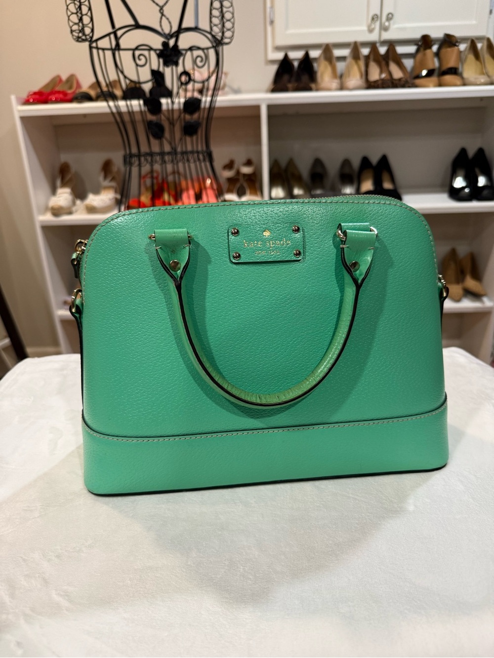 kate spade Mint Green Dome Satchel with Gold Hardware